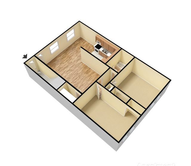 1 Bedroom · 1 Bathroom — Classic — 3D rendering — unfurnished